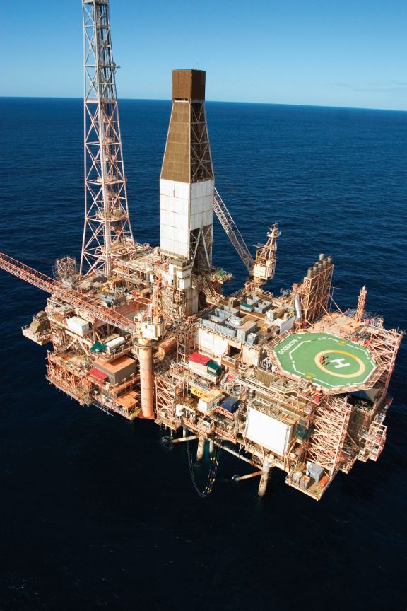 Oil rig at sea goodwyn platform